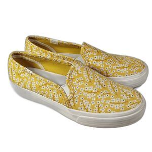 KEDS Double Decker Yellow Floral Print Sneakers 6 Women's Slip On Shoes